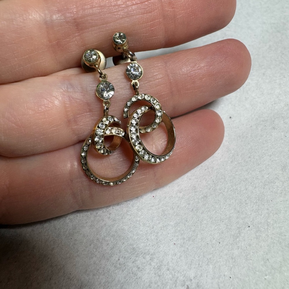 Vintage Rhinestone Loop Drop Earrings